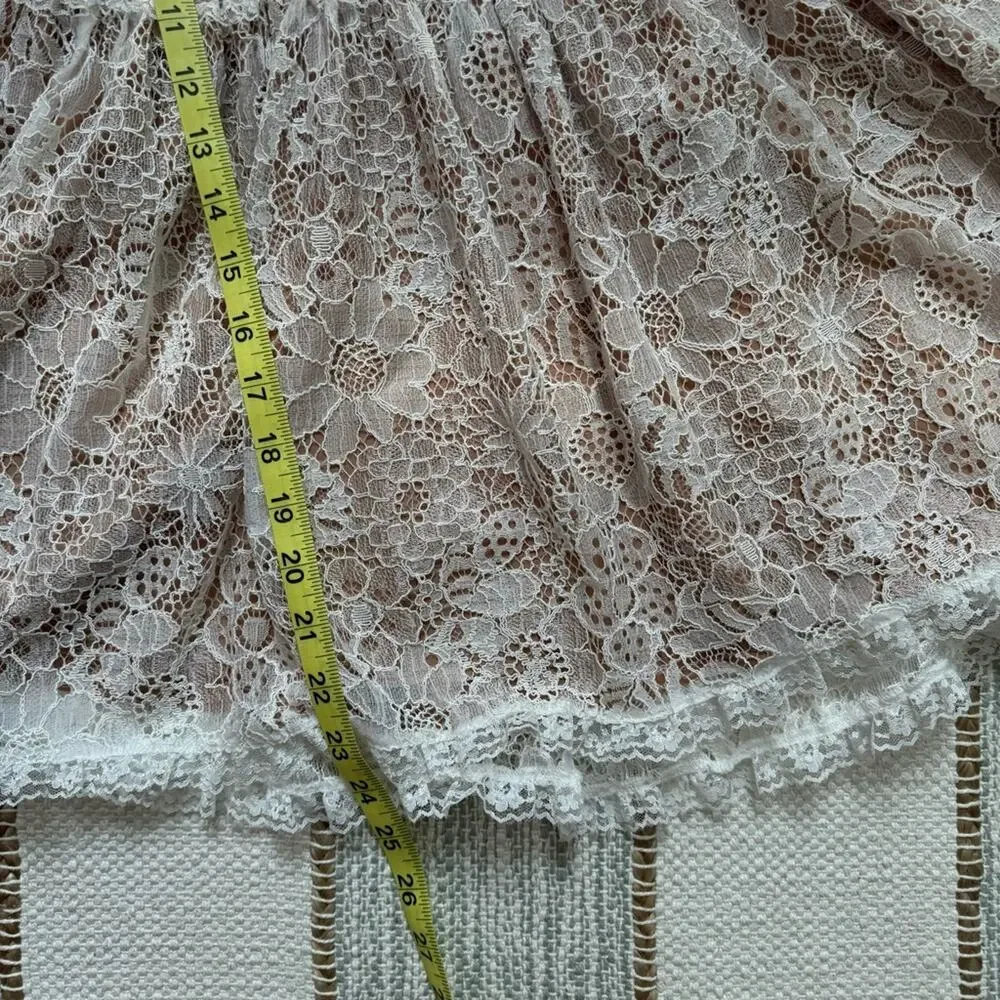 For Love & Lemons Jelena White Tan Lace Strapless Mini Dress Women’s Size Medium - Picture 6 of 14